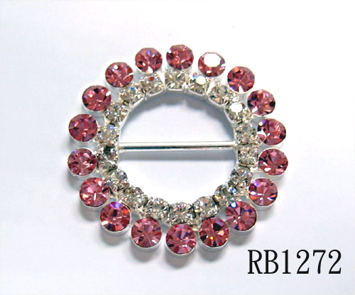 RB1272 7/8'(id) x 1 5/8" (od) LT PINK/CLEAR RHINESTONE BUCKLE